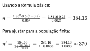 Formula Pesquisa com amostra de respondentes